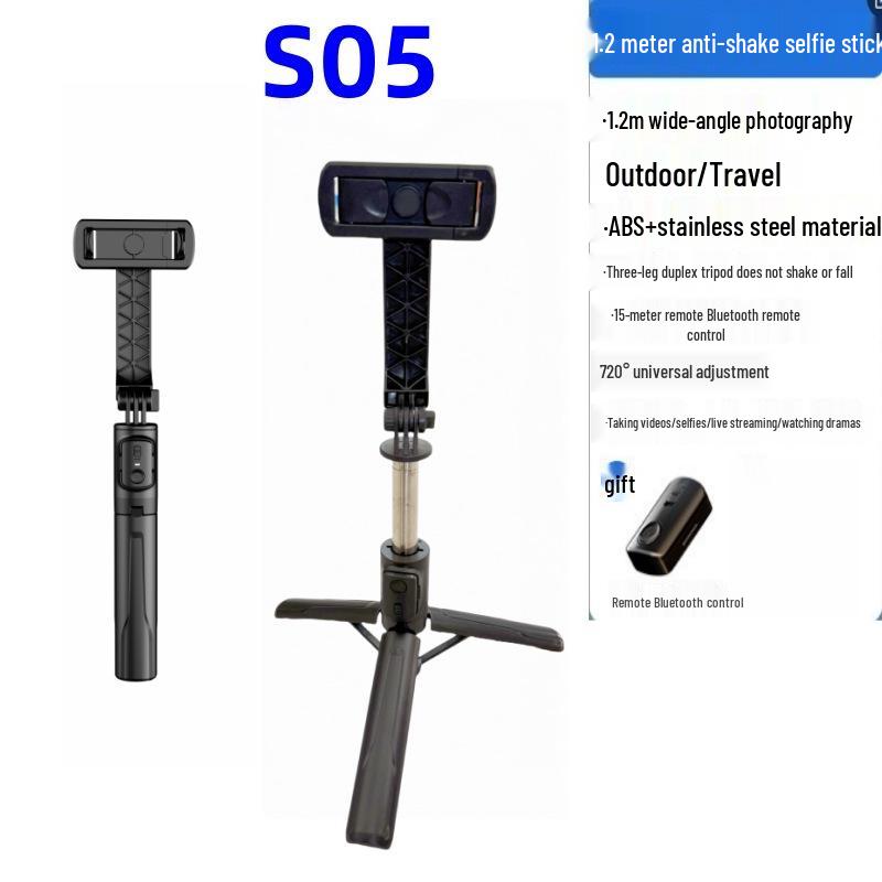 Premium Selfie Stick & Bluetooth Phone Holder for Live Broadcasts - Mini Tripod Artifact