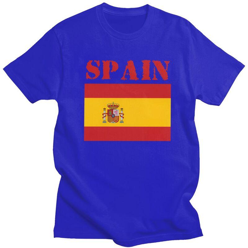 Custom Cool Spain Flag T Shirt Men Short Sleeves Pure Cotton Tshirt Leisure Tee Tops Streetwear Tshirt