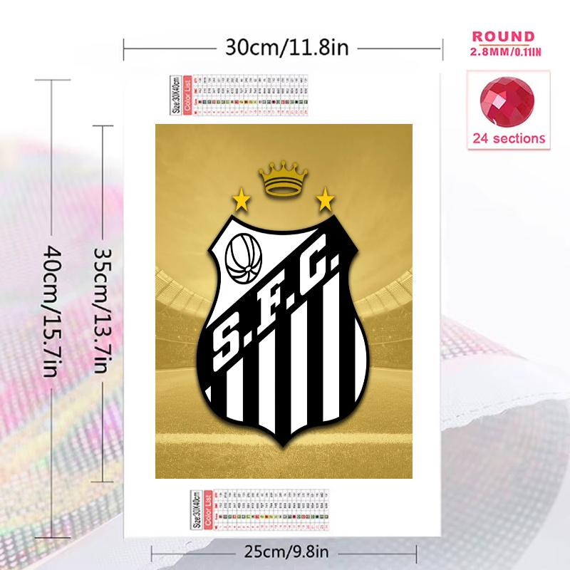 Santos FC Pattern 3pcs 100% Round Full Drill 5D DIY Diamond Painting Embroidery Cross Stitch Rhinestone Décor