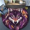 Wolf Dreamcatcher Round Area Rug,Carpet Rug for Living Room Bedroom Sofa Playroom Decor,Non-slip Floor Mat