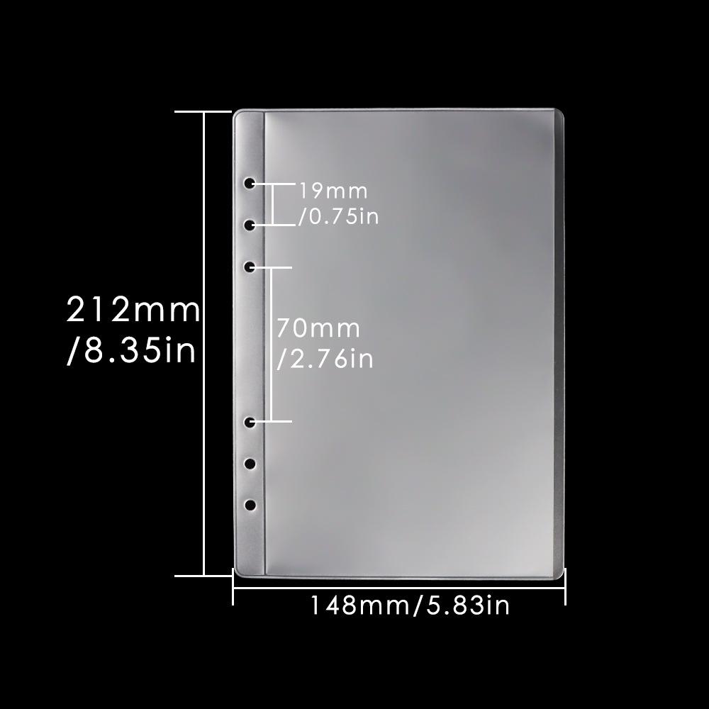 A5A6A7 Apertura Esterna Trasparente Opaca PVC Tasca Singola Raccoglitore ad Anelli Sacca Portaoggetti Mini Senza Cerniera