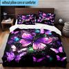 Purple Butterfly Dreams 3pcs Bedding,Including 1pc Duvet Cover And 2pcs Pillowcases Perfect for Christmas,Ideal for Bedroom, Dormitory