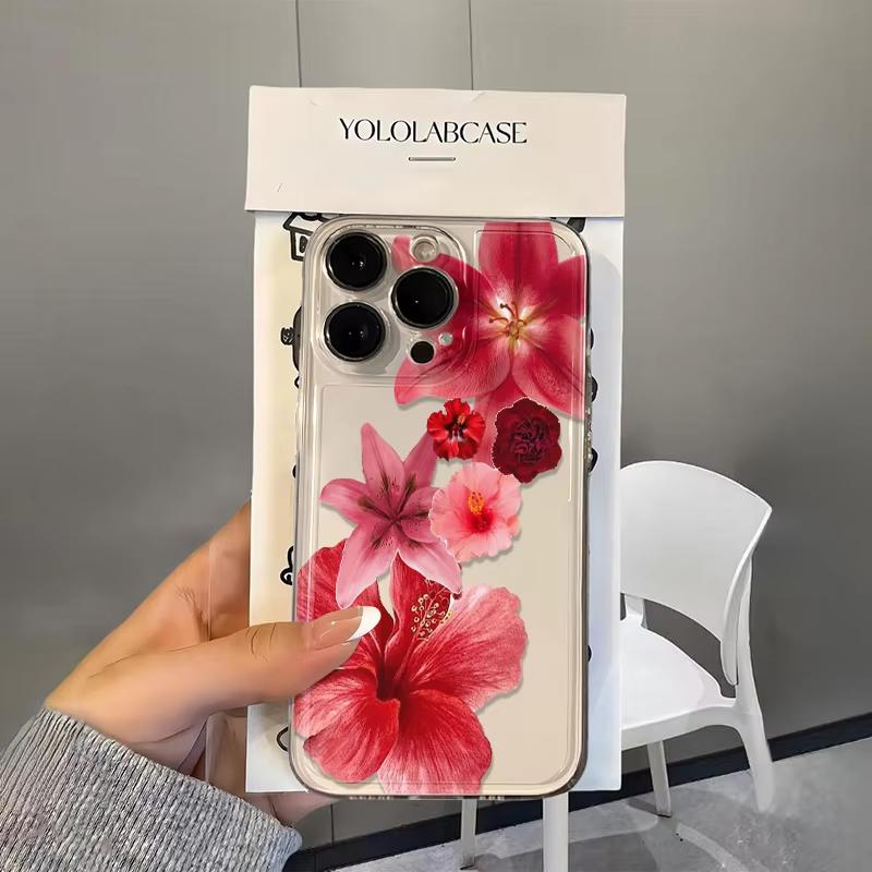 Pink lily Print Clear Phone Case For Xiaomi Mi 15 T Pro 14T 13T 12T Mi 17 Pro 15 14 13 12 11 Lite 5G Silicone Cover