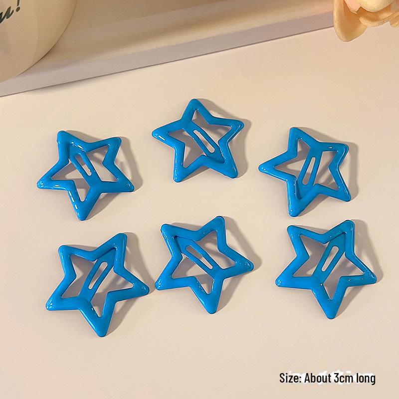 

Синяя шпилька для волос Y2K в форме пятиконечной звезды - Dopamine Small Clip для боковой челки