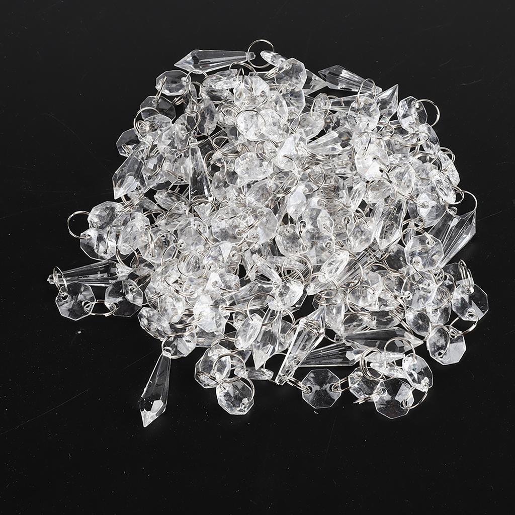 30PCS Acrylic Transparent Small Clear Crystal Strands Gems Bead Curtain for Light Pendant Wedding