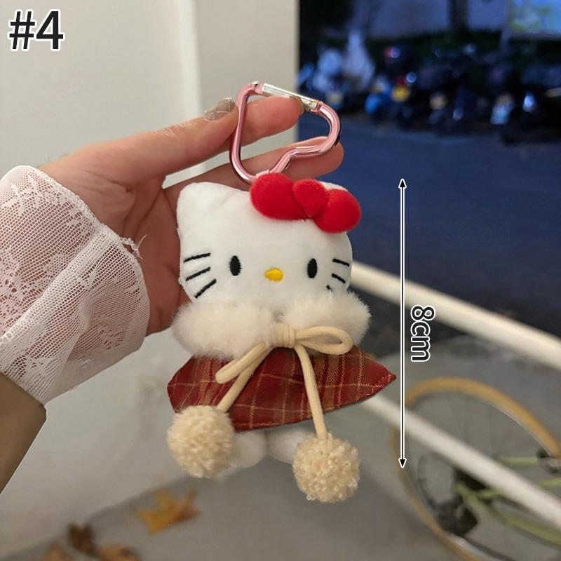 

Winter Plush HelloKitty Key Ring Scarf Kitty Dress Up Girl Celebration Present Angel Shaped Kitty Cat Pendant Car Decoration Xmas Present