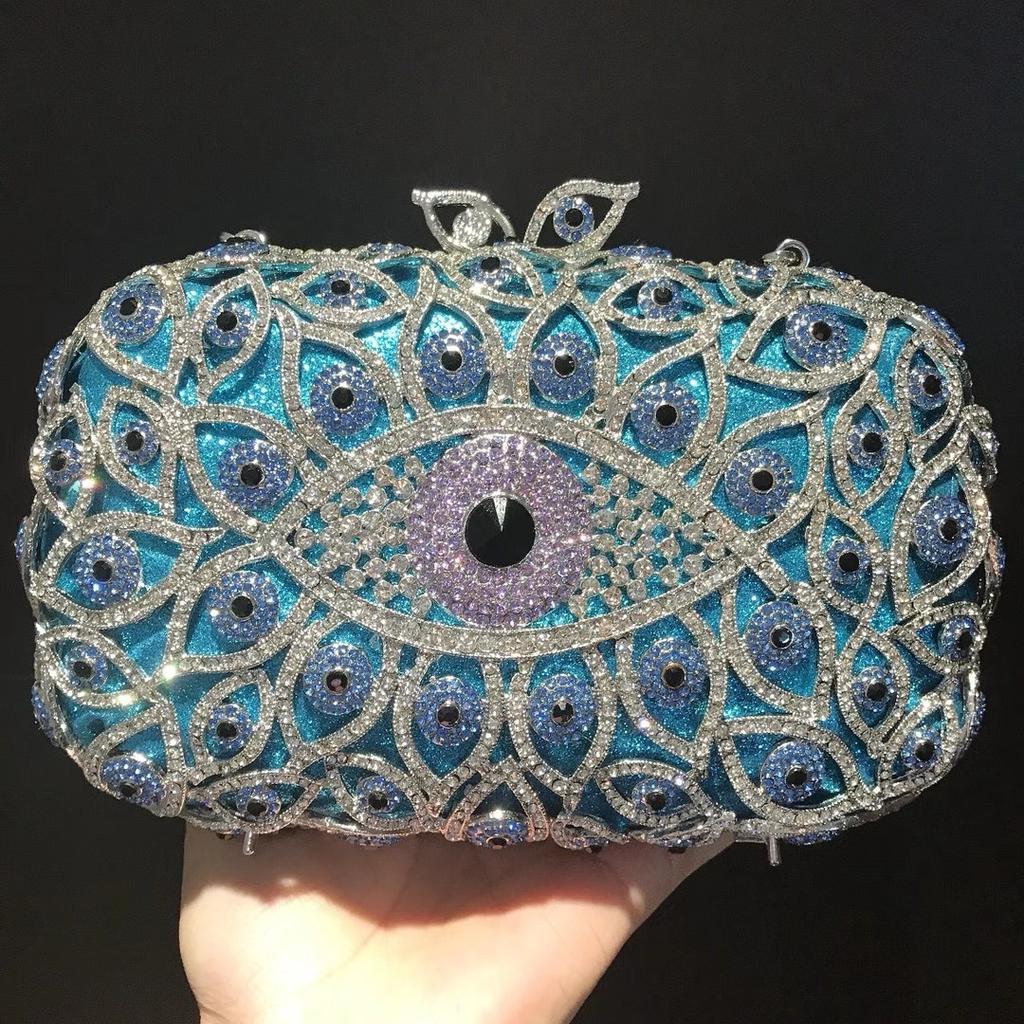 WHTUOHENG Crystal Evening Clutches Bags Multicolored Diamond Gold Metal Bag Hollow Out Luxury Designer Handbags Lady Girl Dinner