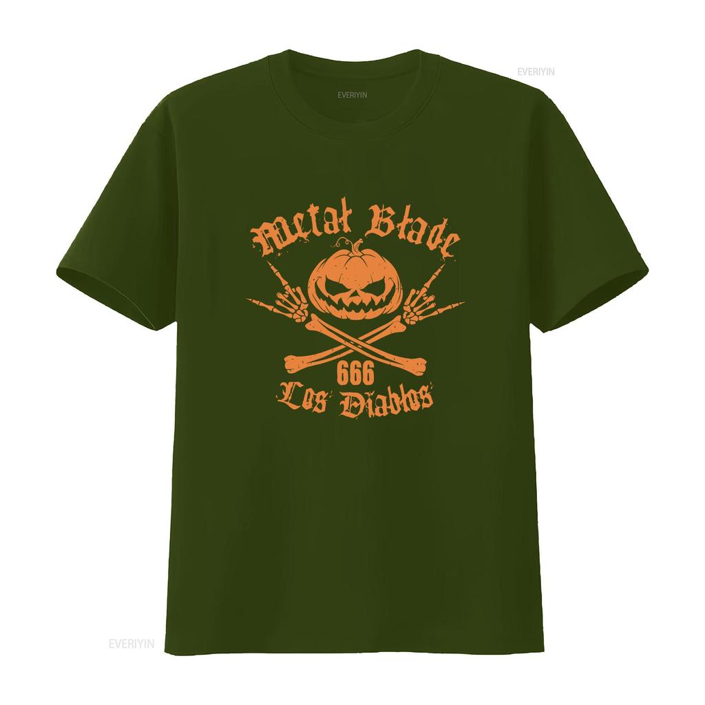 Los Diablos By Metal Blade Records Halloween Totenkopf Knochen T-Shirt vintage Gewaschen Weich Bequem Leicht für Männer Dehnbar