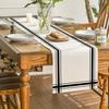 Artoid Mode Black Simple French Stripe Table Runner, Seasonal Spring Summer Kitchen Dining Table Decoration for Home Party Decor 13x72 Inch