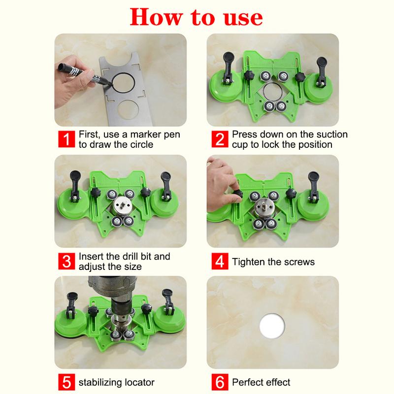 Punch Drill Guide Drills Guide Hole Locator Glass Tile Opening Locator Double Suction Cup Hole Centering Positioning 4-83mm