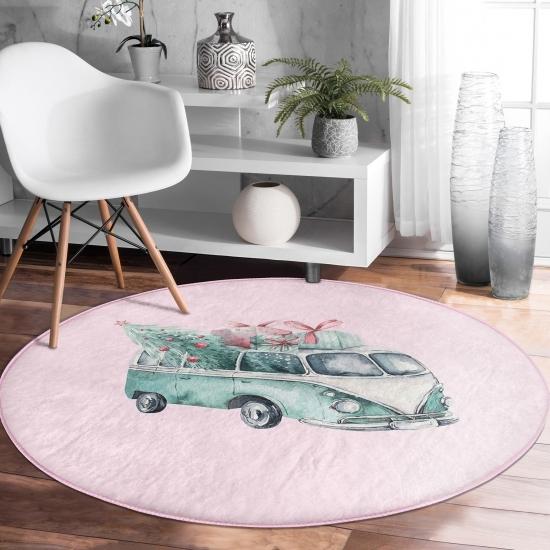 

Рождественский автомобильный дизайн с цифровой печатью розовый круглый ковер для детей и подростков с моющимся нескользящим основанием Deymend
