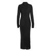 Temperament High Waist Knitted Long Sleeve Split Lapel Dress