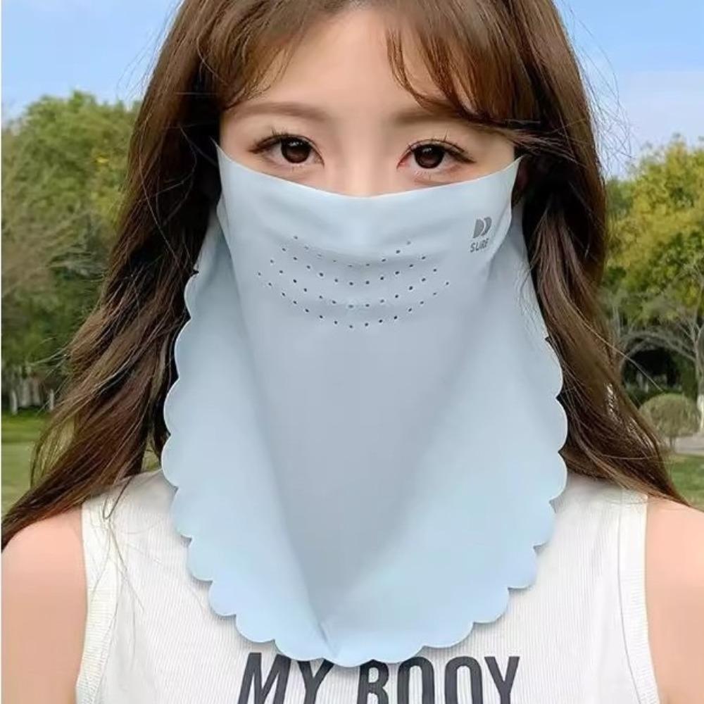 Solid Color Ice Silk Mask Summer Face Scarves Neck Wrap Cover Breathable Sunscreen Mask  Cycling