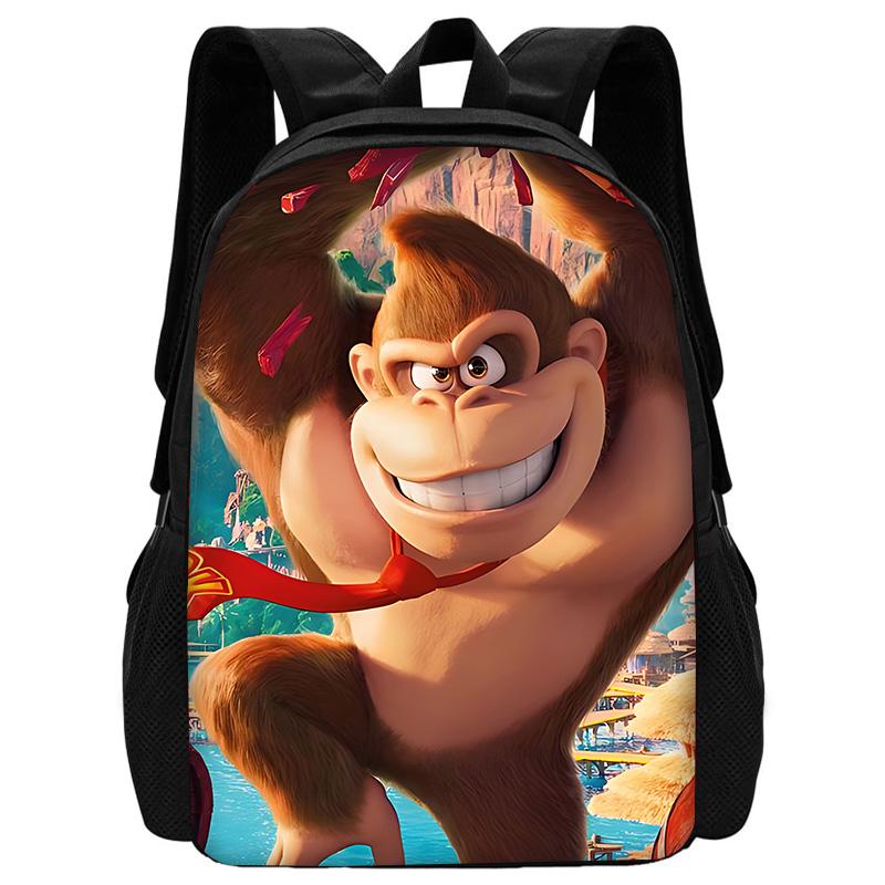Child School Cartoon Donkeyeds Kongs Bananzaeds Backpack with Lunch Bags ,Pencil Bags ,School Bags for Boys Girls Best Gift