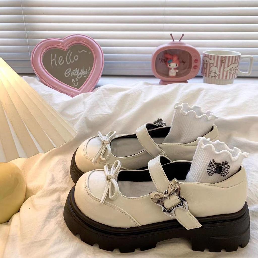 Pantofi cu toc pentru femei Alb cu toc mediu Fundă Pantofi Mary Jane pentru femei Vară 2025 39 Chic Vârf Moda Elegant Y2k Tineri Reducere