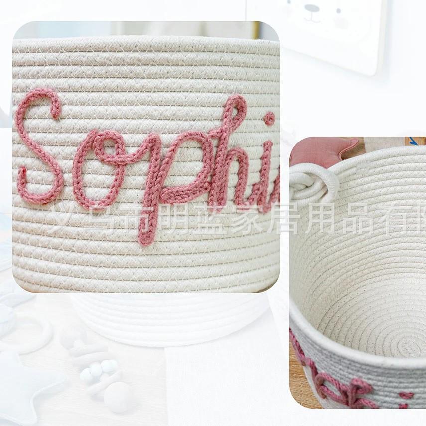 Round 8-Shaped Cotton Rope Storage Basket with Handle - Flower Pot & Toy Holder