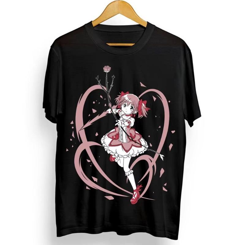 

Japanese Anime Magic Small Round T-shirt, Magic Girl Madoka Magic Kawaii Shirt, Women s Top Clothing T-shirt Women Clothing 4XL