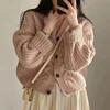 Fashion Winter Warm Long Sleeve Knitted Cardigan Women V-nek Loose Sweater Autumn Elegant Solid Color Casual Knitted