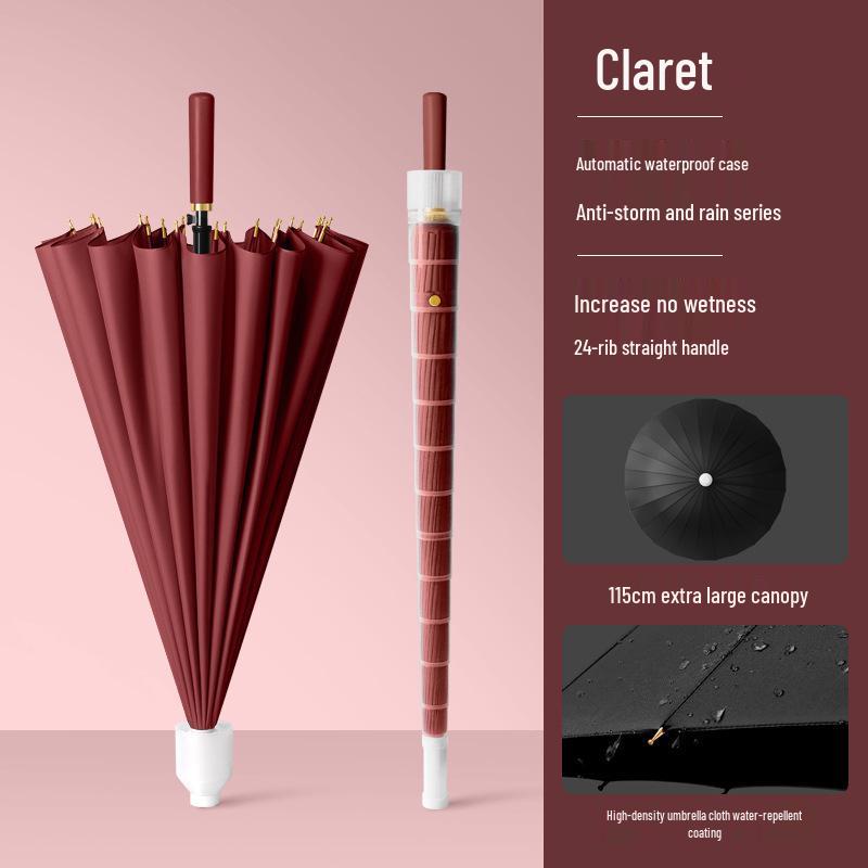 Women's High-End Automatic Long-Handled Umbrella with Straight Rod - Suitable for Rain or Shine and Men's Business Logo