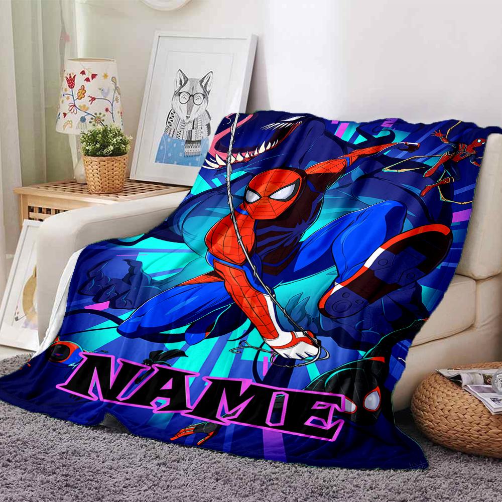 Customiz Name Personality Spider-Man Blanket Soft &Warm Sofa Office Bed Travel Lunch Break Blanket, Gift Suitable All Seasons