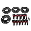 4pcs Flange Wheel Spacers 20pcs Extended Lug Bolts Sleeve Staggered Kit Fit for 1 3 5 6 7 8 SERIES(Black )