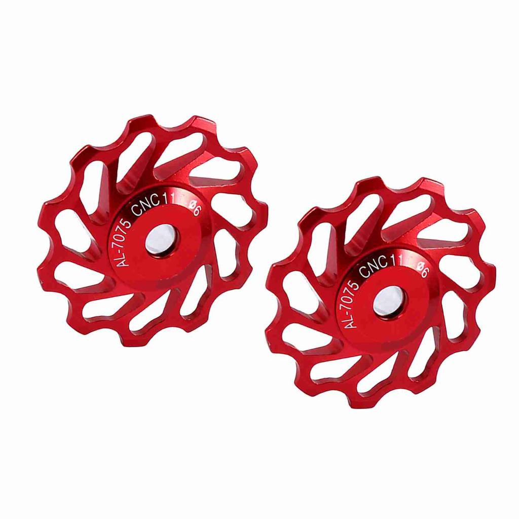2 X CNC Alloy Wheel Rear Derailleur Pulley For Road Bike(red 11T)