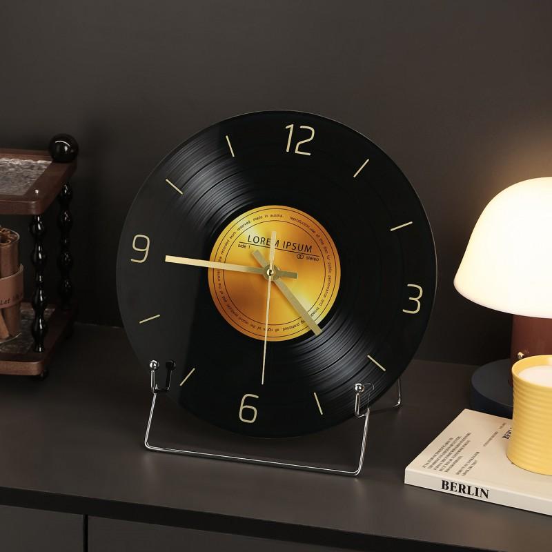 Retro Vinyl Record Wall Clock Decorative Desktop Living Room Home Office Vintage Style Modern Decor