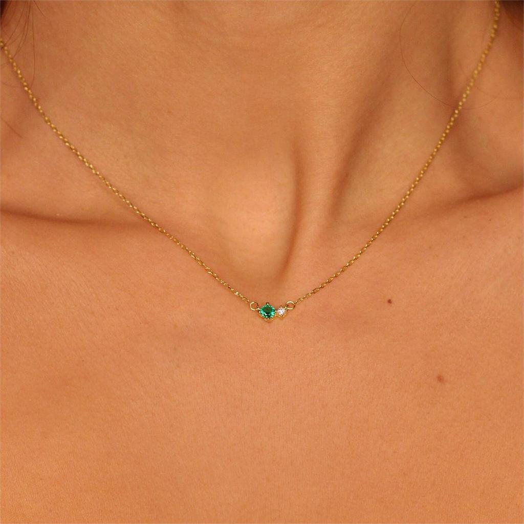 12 Birthstones Zodiac Cubic Zirconia Retro Necklace - 18K Gold-Plated Stainless Steel Clavicle Chain