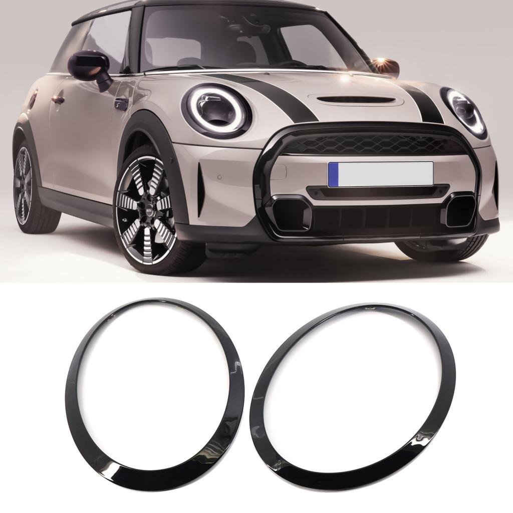 2Pcs Jet Black Headlight Trim Ring for MINI F55 F56 F57 13-17 51712355791 51712355798 Left & Right Decoration Ring Set