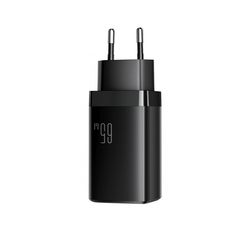 Ładowarka Sieciowa Usb-A Usb-C Gan 65W Z Kablem Usb-C 100W 1.2M - Czarna