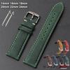 Vintage Brown Cowhide Leather Watch Strap 14/16/18/20/22/24mm for Samsung Galaxy Watch 7/6/5/4 Quick Release Wrist Bracelet Belt