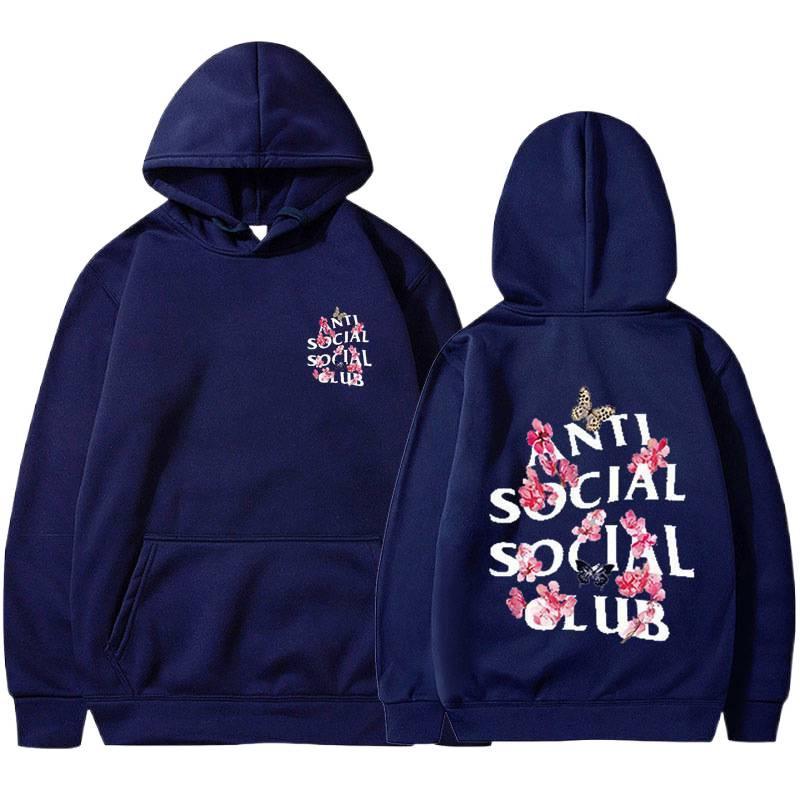 Unisex Kirsebærblomst Hættetrøje - Herre Efterår/Vinter Velour, Løs Pullover, Teen & Par Stil af ASSC
