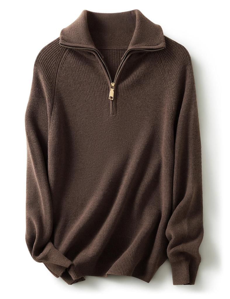 Women's Thickened Wool Zipper Pullover: Autumn & Winter Loose Stitch Base Layer Top