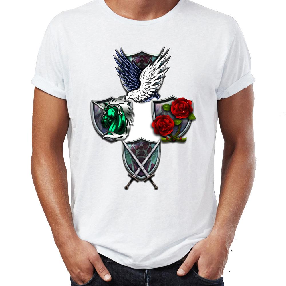 

new Men short sleeve tshirt Attack on Titans Emblems Awesome Anime Artsy t shirt tees tops harajuku streetwear S