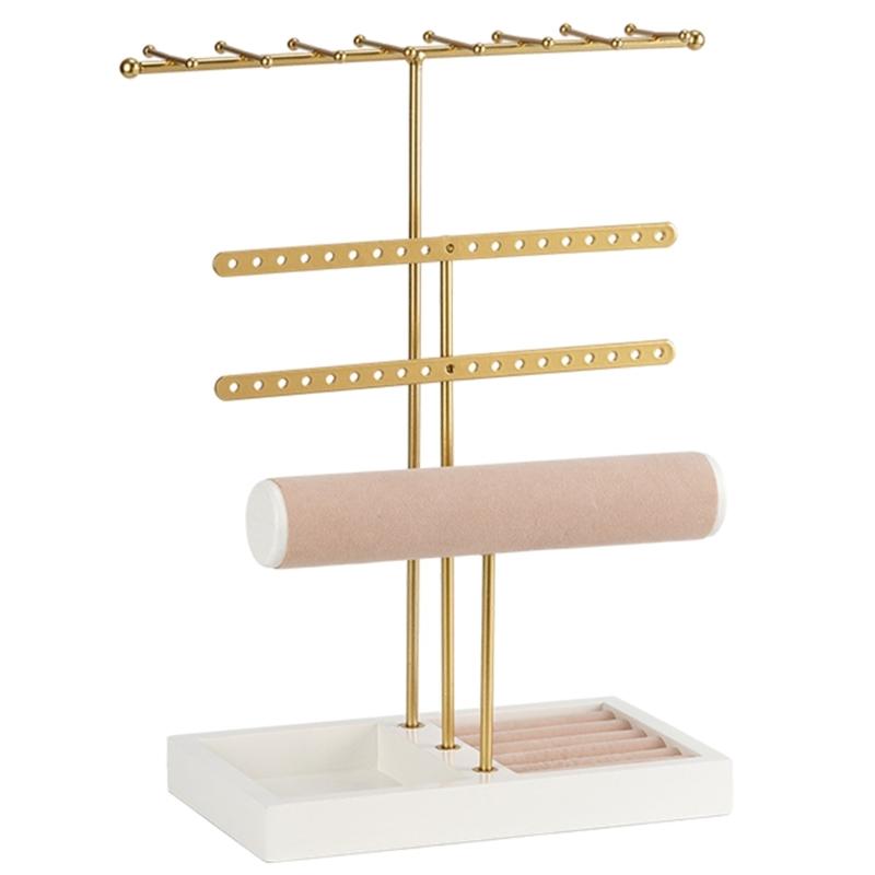 Adjustable Jewelry Stand Multifunctional Jewelry Display Holder Necklace Display Stand Rings Holder Suitable for Desktop