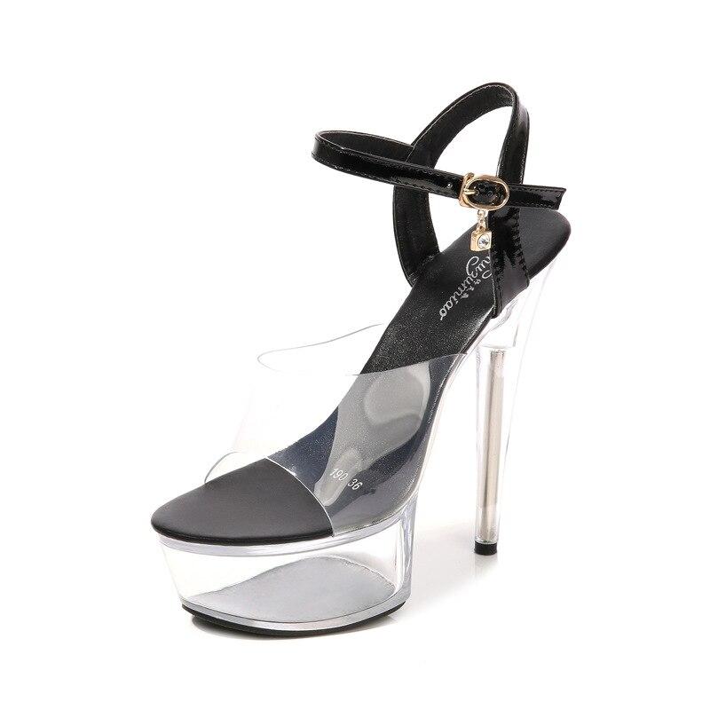 Dámské boty na jehlách Sexy Transparentní křišťálové pantofle Svatební boty Banquet 190 Series 14,5 cm podpatek 5 cm platforma LFD