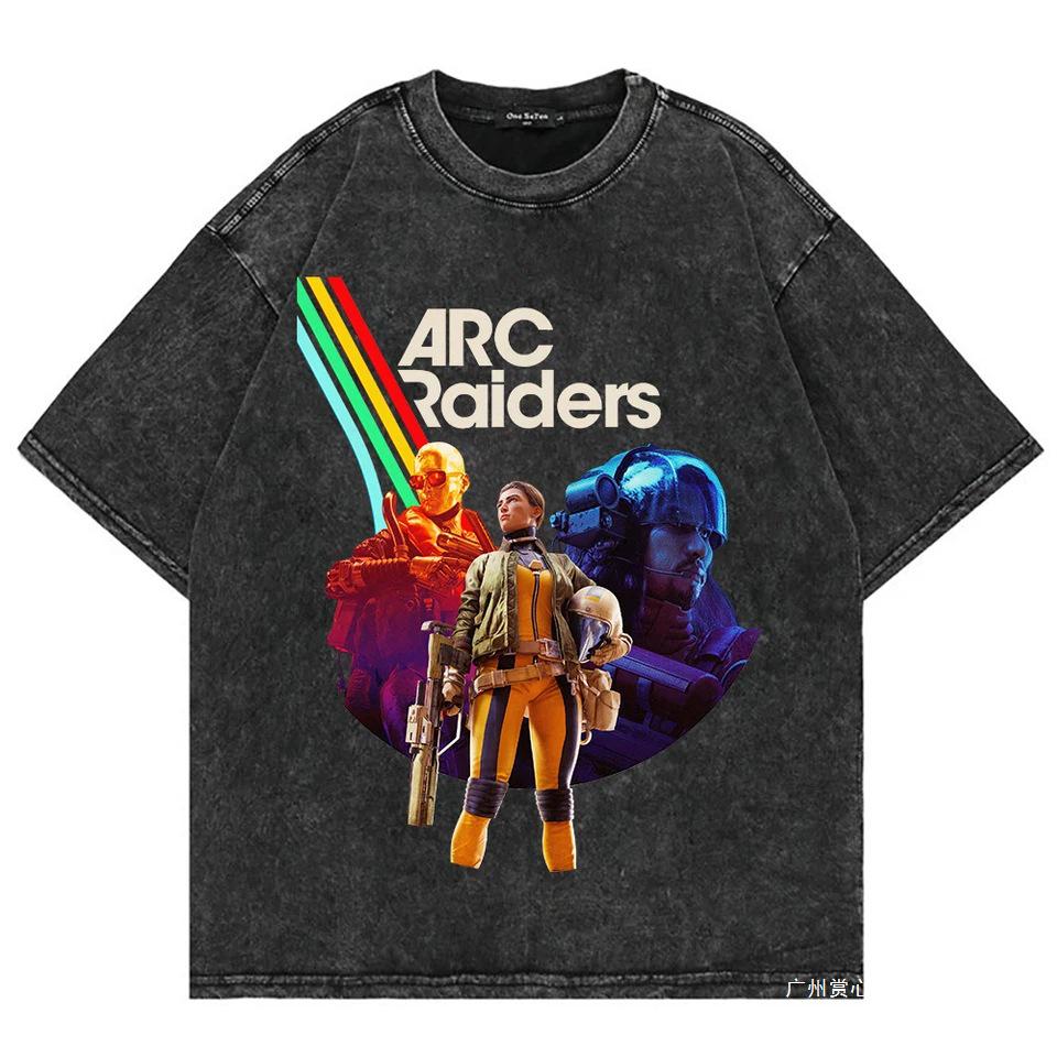 Camiseta ARC Raiders 100% Algodão Lavado Vintage para Homens/Mulheres