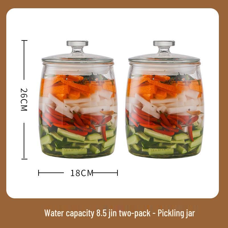 Glass Food-Grade Kimchi Jar for Pickling, Sauerkraut, and Vegetables - Wide-Mouth, Thickened Glass, Sealed for Home Use