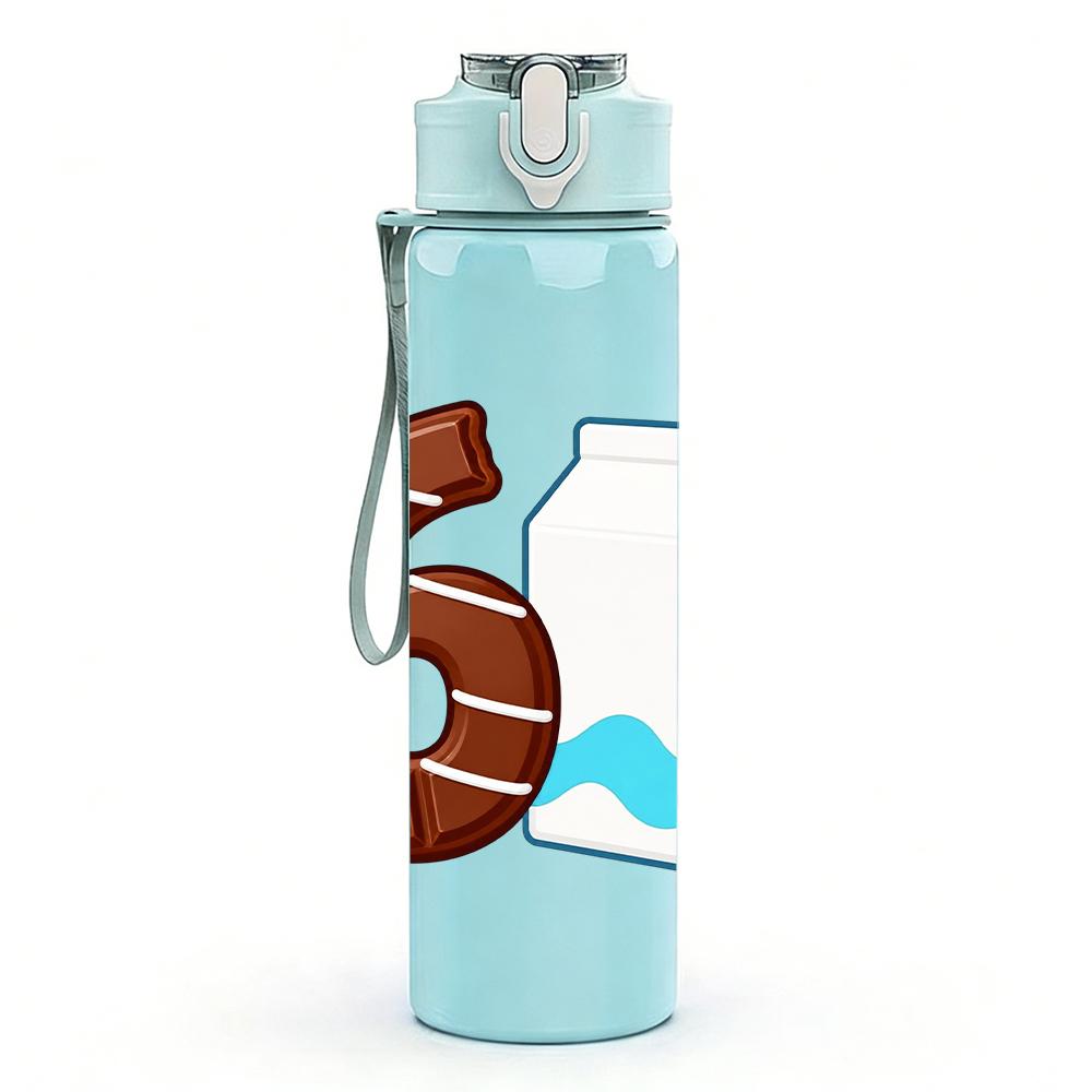 1PC Number Six Milk Bottle Combo Print 750ml Color Plastic Water Bottle Leakproof Flip Straw Lid For Sports Office Home Use