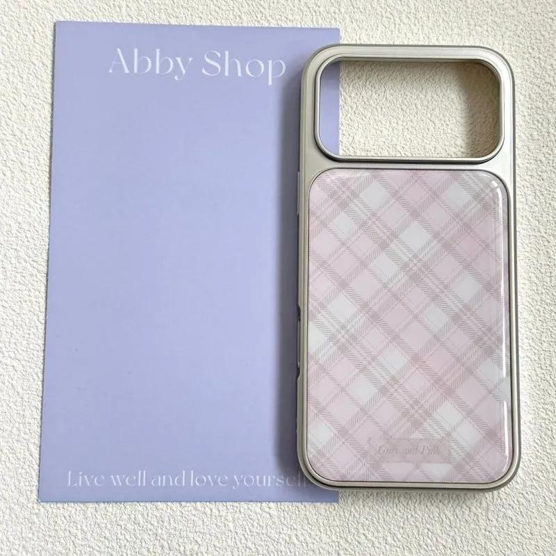 

Ins Style Personalized Retro Pink Grid Pattern Phone Case for iPhone 17 16e 16 15 14 13 12 11 Pro Max X XR Air Plus Luxury Clear iPhone 17 ProMax