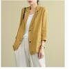Chaqueta de Algodón Lino Hombres Mujeres Holgada Verano Primavera Casual Moda Camisa Protector Solar