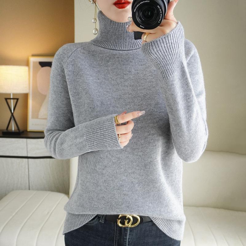 Осенне-зимняя трикотажная рубашка с высоким лацканом для женщин Осенний свитер с длинными рукавами и женским трикотажным топом в стиле реглан M 2980₽