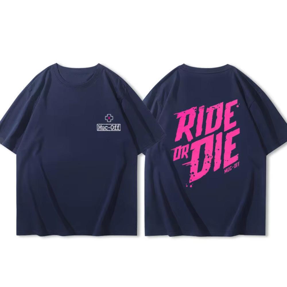 Spring and Summer New Mens and Womens New Cycling Wear Bike Ride or Die Printed Cotton Casual Short Sleeved Round Neck Tshirt