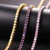 4mm Tennis Chain Purple Pink Yellow Chain Micro-set Zircon Single Row Chain Hip Hop Necklace Women Exquisite Gifts