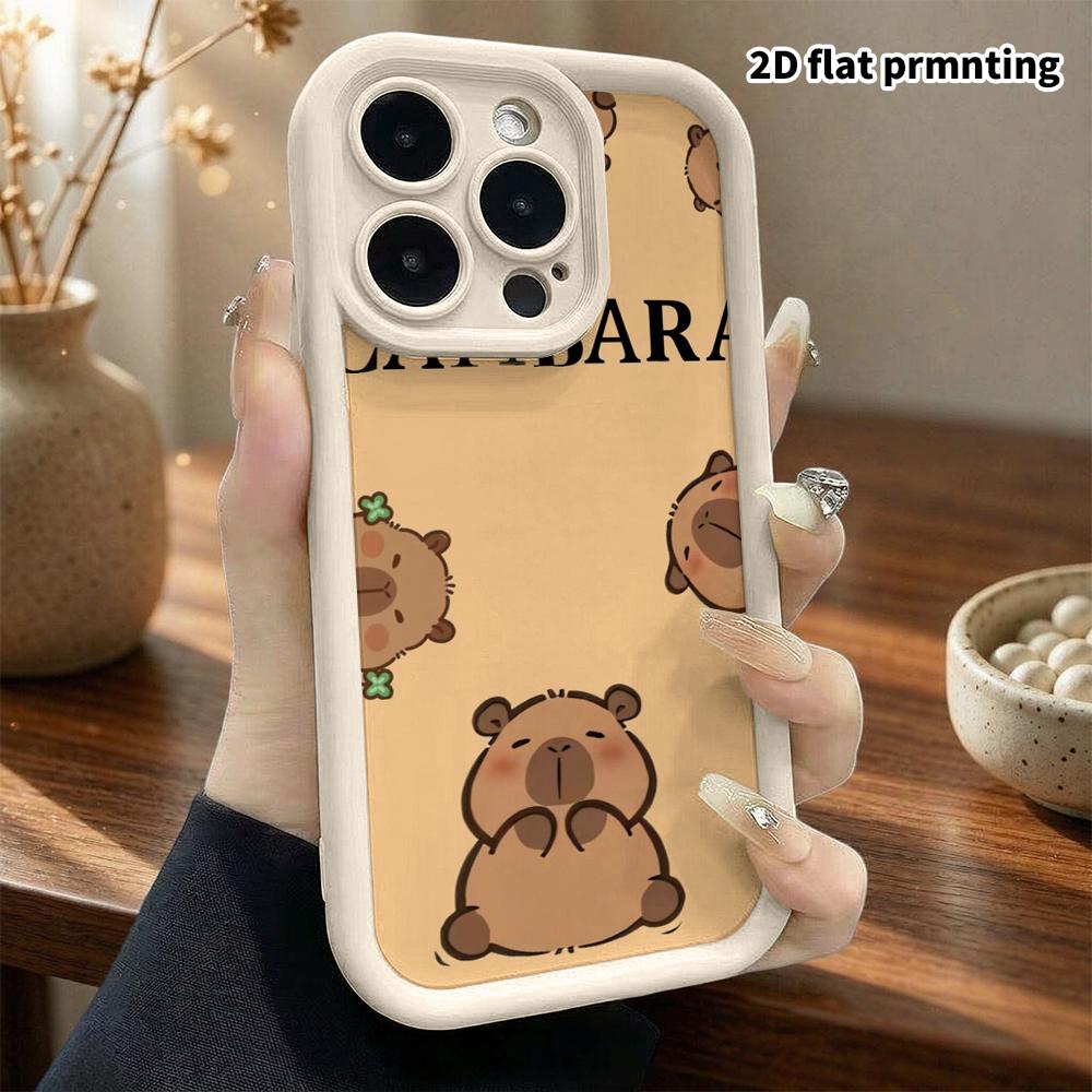 Phone Case: 2D Flat Design Suitable for iPhone 18 17 16 15 14 13 Pro Stepped Protective Case, Scattered Capybara Heads, Christmas and Halloween Gifts