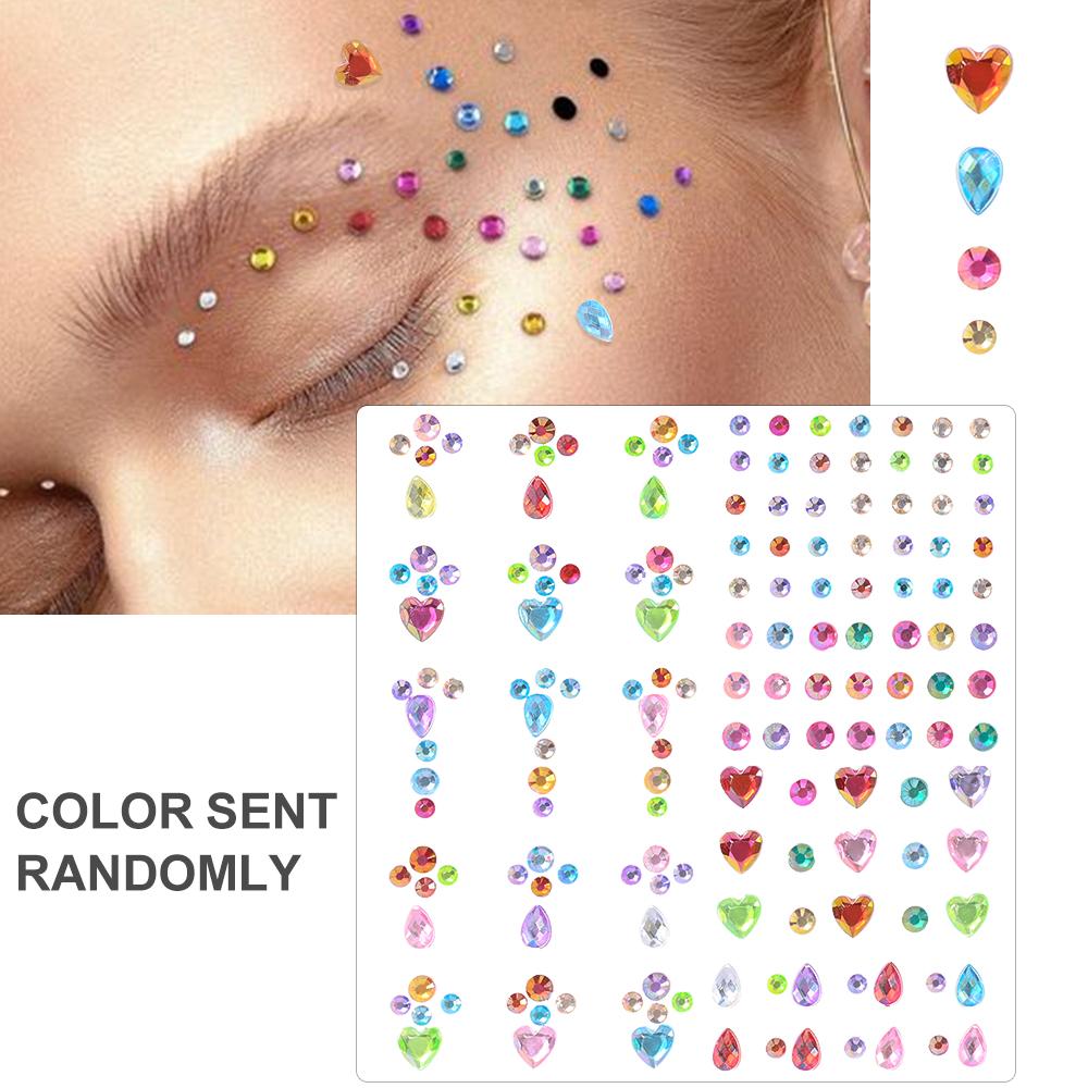 3D Strass Gezichtstattoo Stickers Voor Festival Glitter Make-up Sieraden Sticker Op Gezicht Kristallen Edelstenen Juwelen Diamanten Decoratie