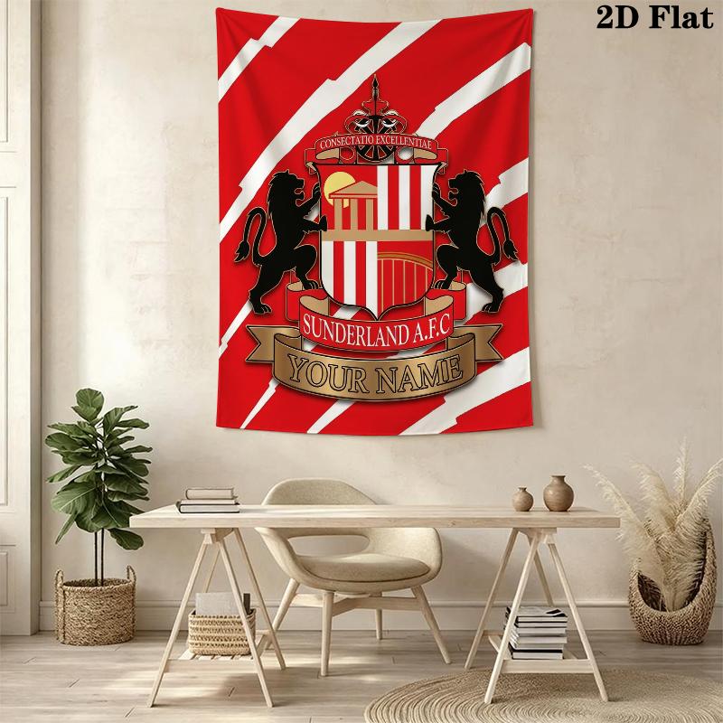 Custom Name Sunderland AFC Wall Tapestry Aesthetic Wall Hanging Printed Fabric Blanket Decorative Tapestries for Bedroom Living Room Home Decor