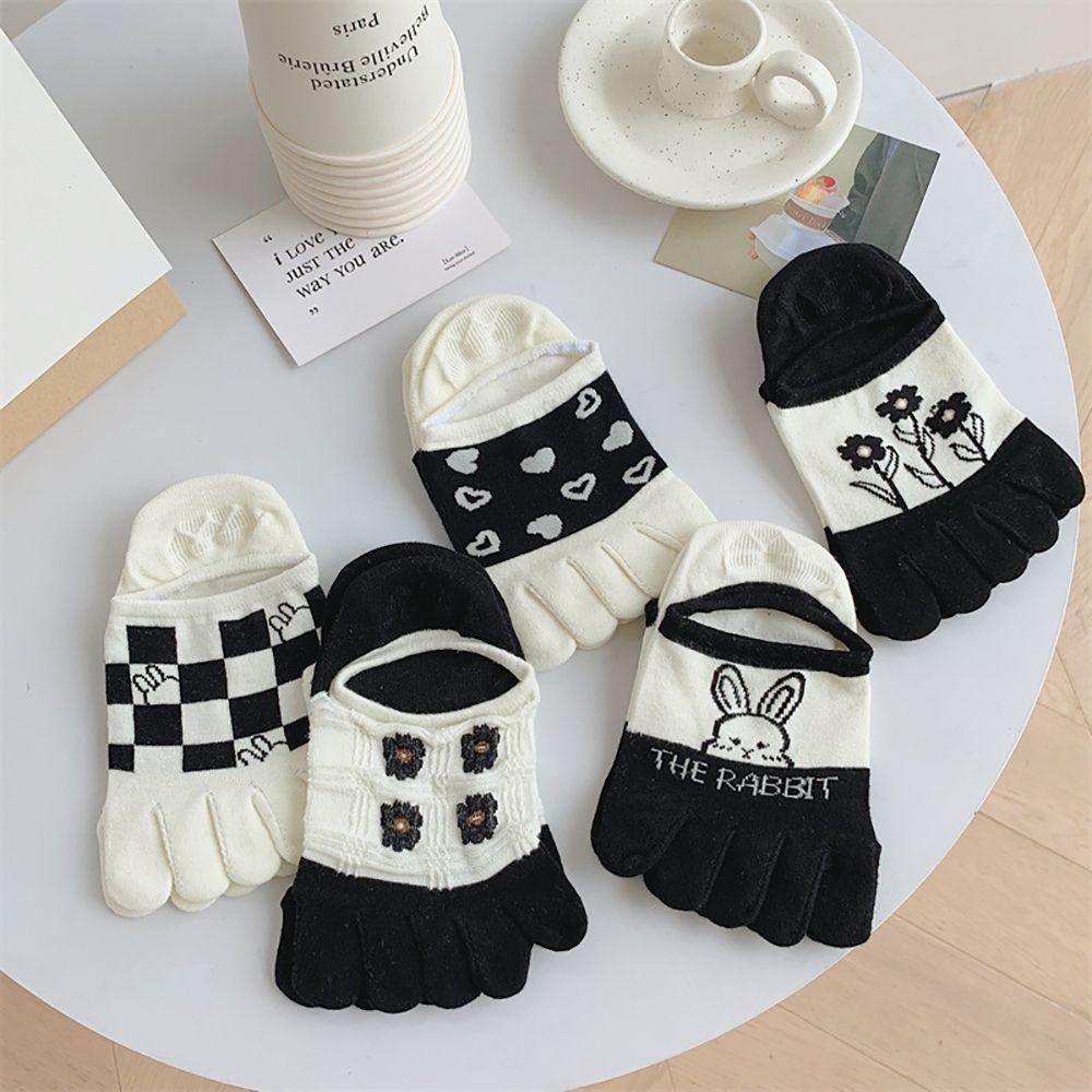 

Cute Five Toe Rabbit Love Short Socks Flower Toe Socks Boat Socks Five Finger Socks Female Hosiery B