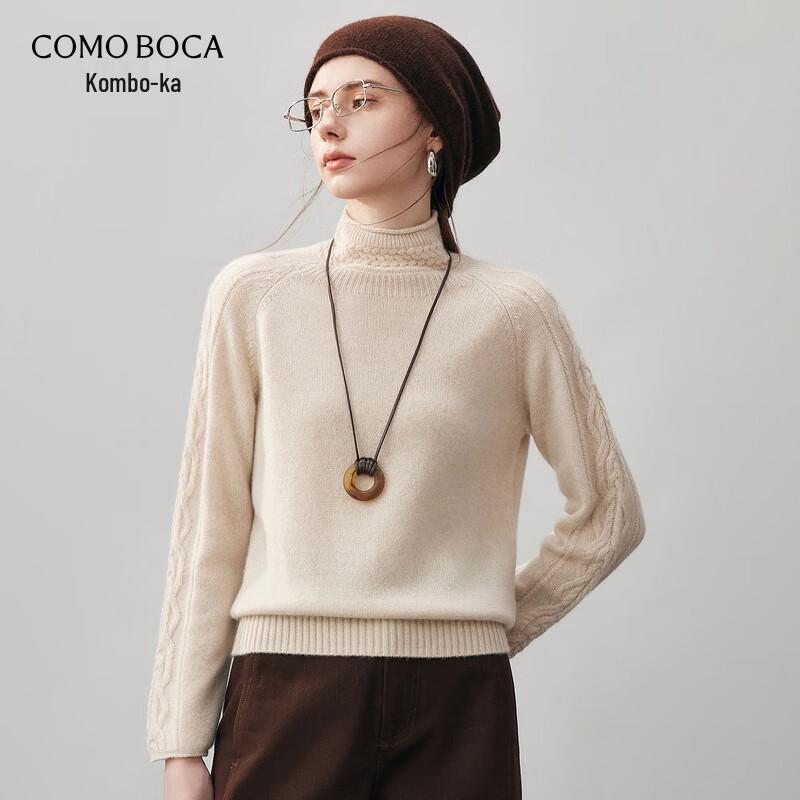 Kemengboka Women s 100% Cashmere Cable Knit Turtleneck Sweater L
