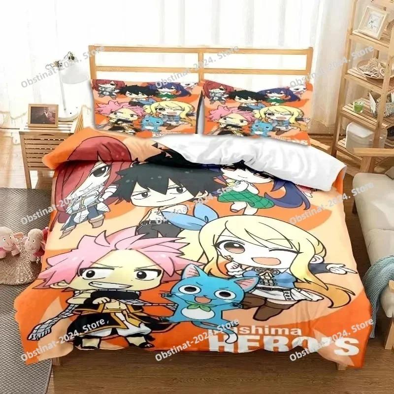 3D Anime Fairy Tail Beding Set Printed Bed Linen Set With Pilowcase Bed Soft Duvet Cover Soft Single Double Quen Super King-Sized Dimensionsd